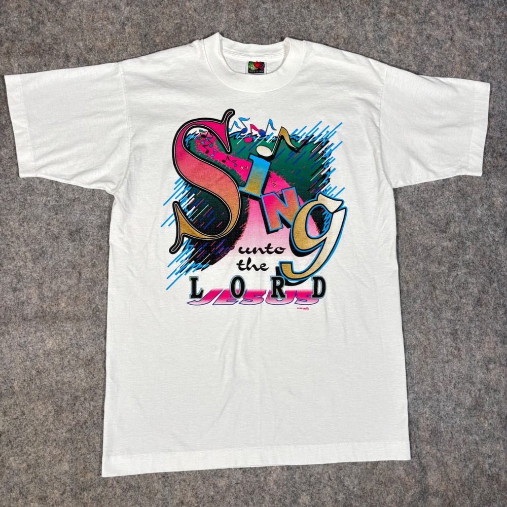 Vintage Sing Unto The Lord Jesus 1995 Fruit of the Loom T-Shir M USA Methodist